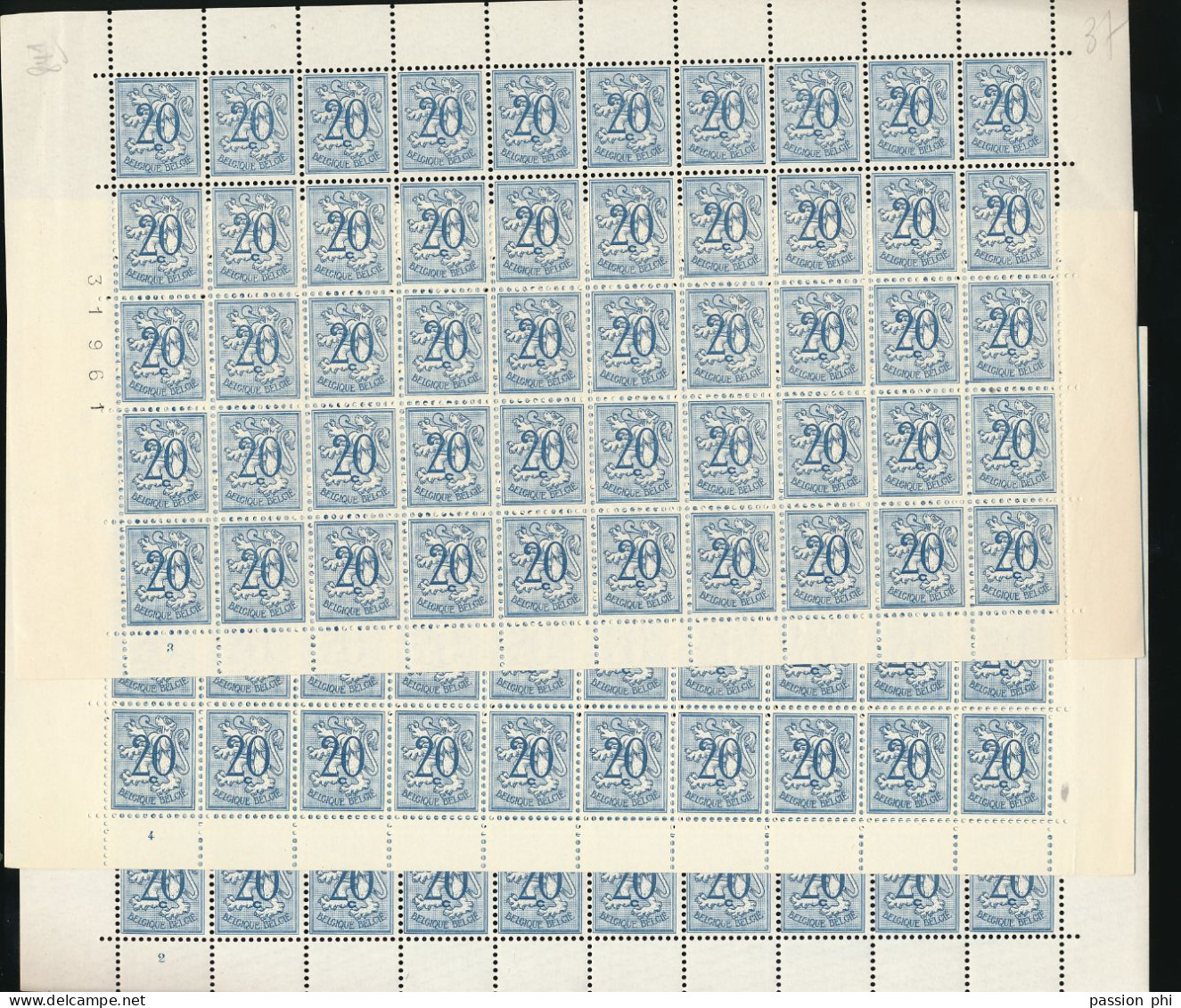 BELGIUM BELGIQUE COB 841 SHEET PANELS 2/3/4  MNH POSTFRIS SANS CHARNIERE - 1951-1975 Lion Héraldique