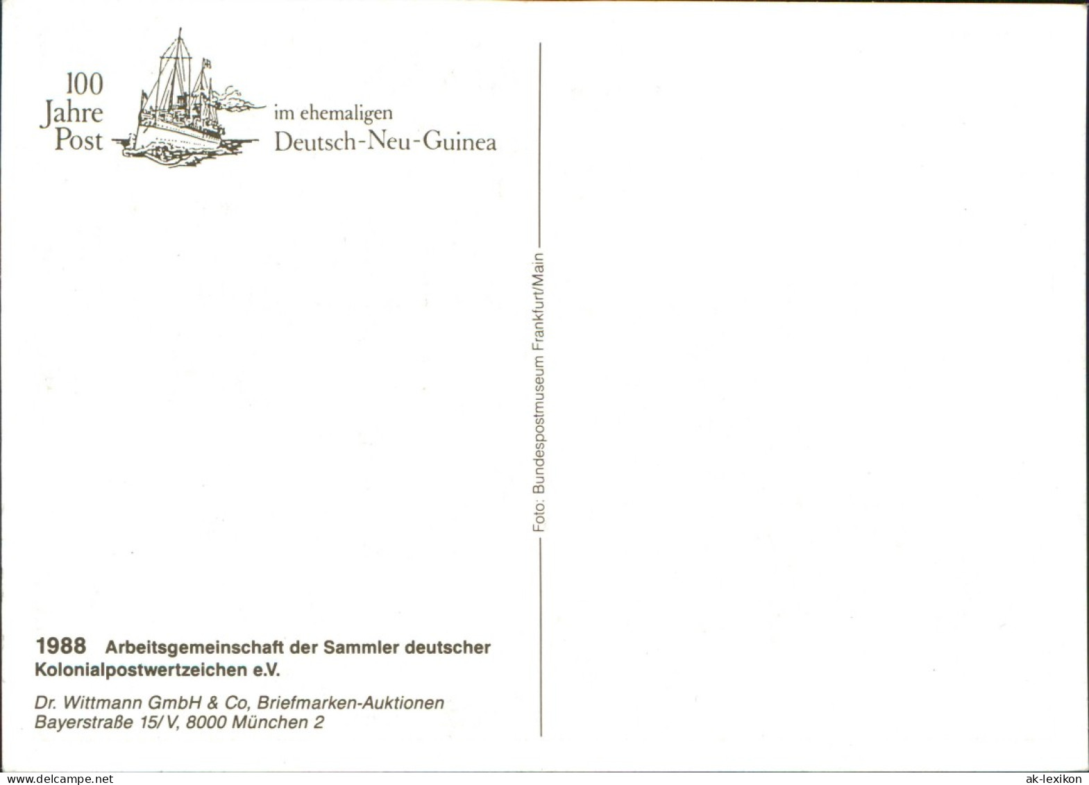 Ansichtskarte  Deutsche Kolonien 100 Jahre Deutsche Post Neu Guinea 1988 - Ehemalige Dt. Kolonien