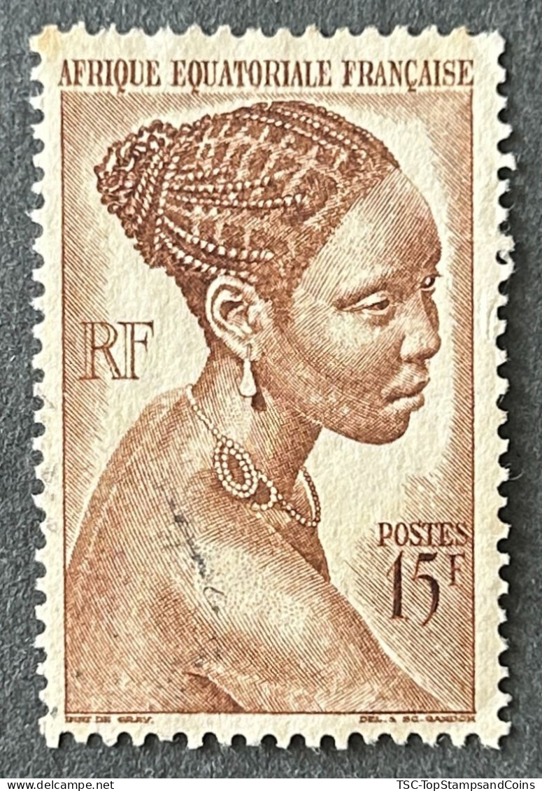 FRAEQ0224U2 - Local Motives - Bakongo Young Woman - 15 F Used Stamp - AEF - 1947 - Usados