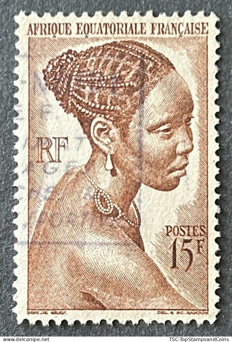 FRAEQ0224U3 - Local Motives - Bakongo Young Woman - 15 F Used Stamp - AEF - 1947 - Gebruikt