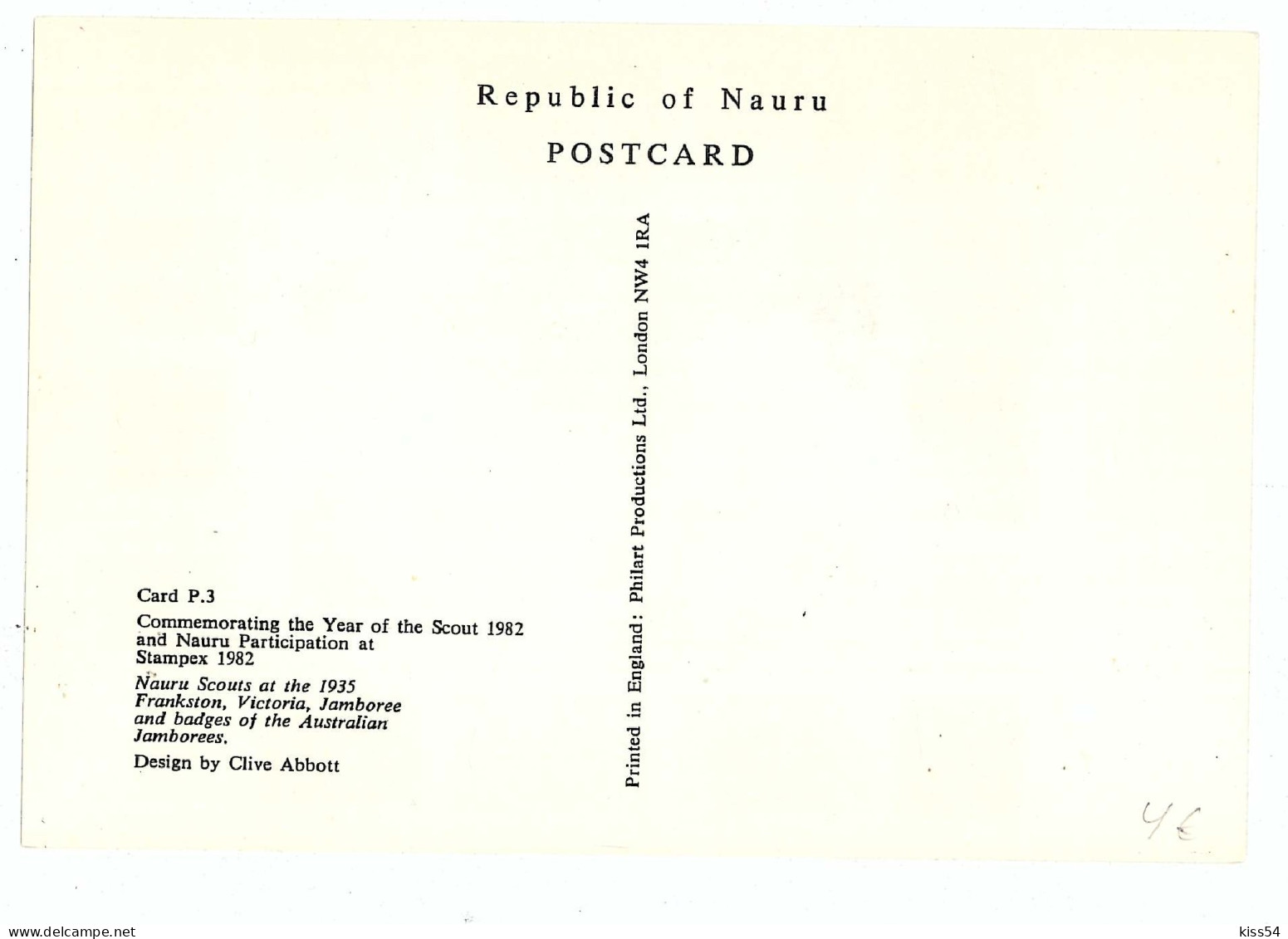 SC 46 - 1128-a Scout NAURU - Maxi Card - Used - 1982 - Covers & Documents