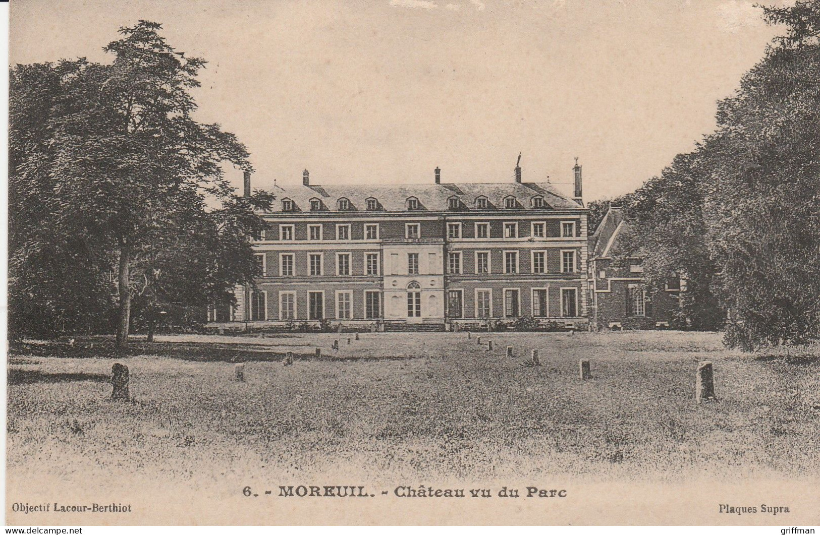 MOREUIL CHATEAU VU DU PARC 1915 TBE - Moreuil