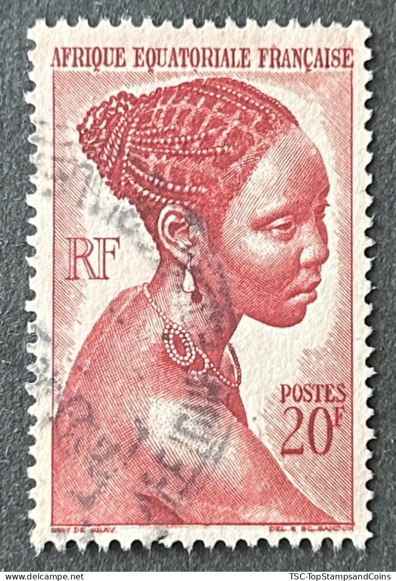 FRAEQ0225U1 - Local Motives - Bakongo Young Woman - 20 F Used Stamp - AEF - 1947 - Used Stamps