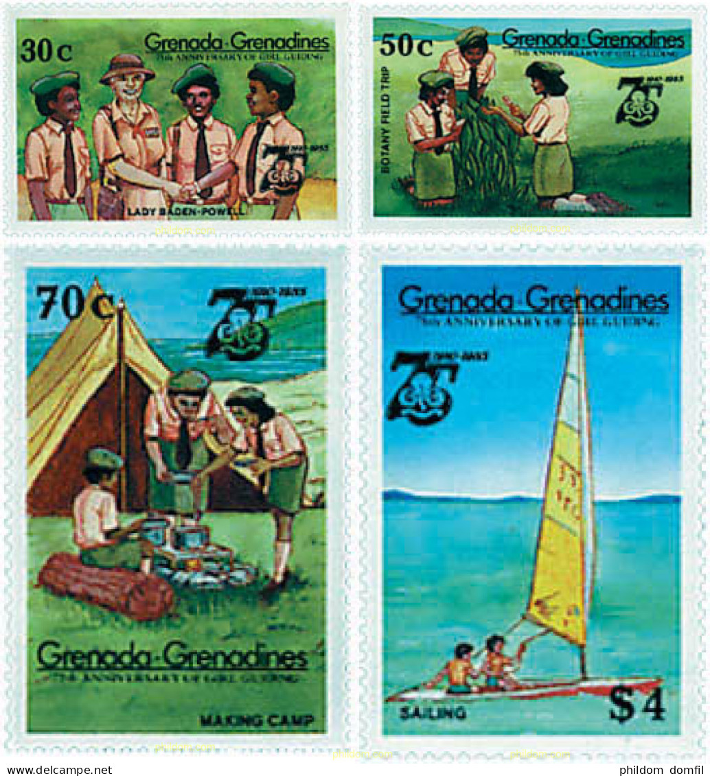 728851 HINGED GRANADA GRANADINAS 1985 75 ANIVERSARIO DEL ESCULTISMO FEMENINO - Grenada (1974-...)