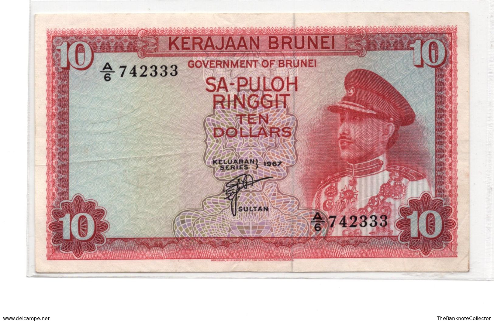 Brunei Darussalam  10 Dollars Ringgit 1967 P-3  Very Fine - Brunei