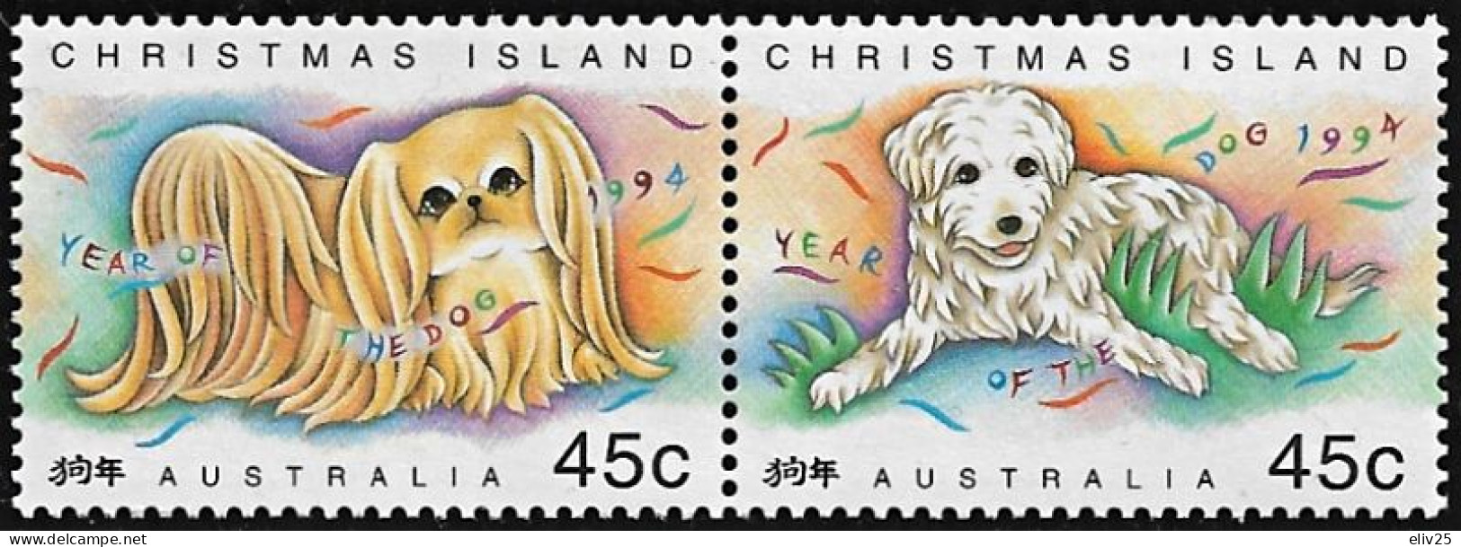 Christmas Island 1994, Chinese New Year, Year Of The Dog - 2 V. MNH - Chinese New Year