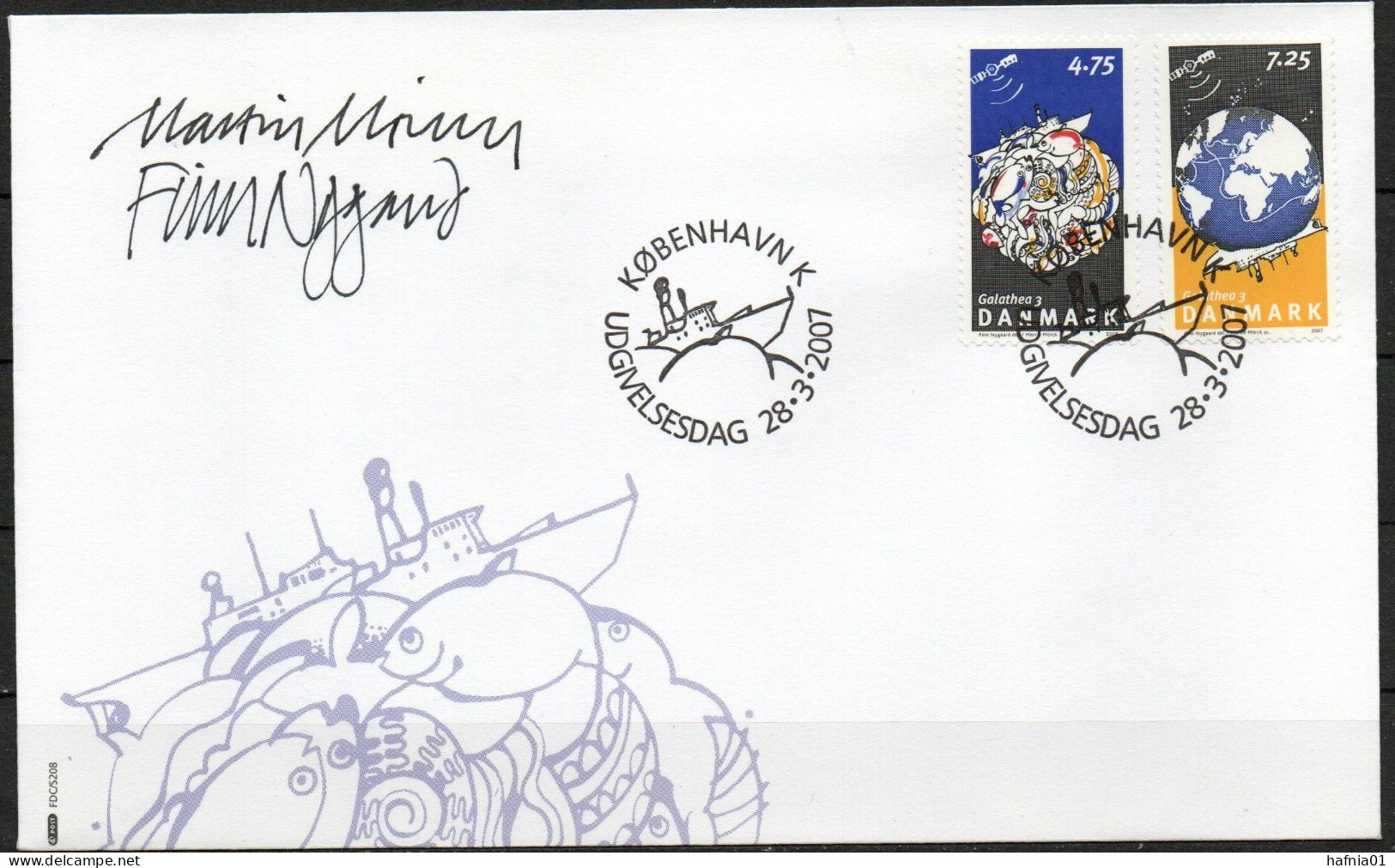 Martin Mörck. Denmark 2007.  Galatea - 3 - Expedition.  Michel  1466 - 1467 FDC. Signed. - FDC