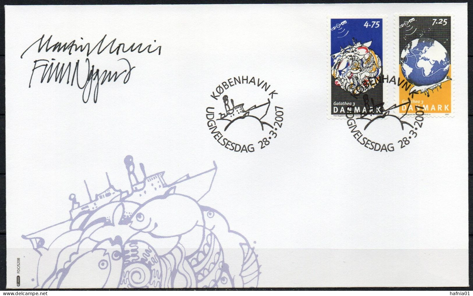 Martin Mörck. Denmark 2007.  Galatea - 3 - Expedition.  Michel  1466 - 1467 FDC. Signed. - FDC