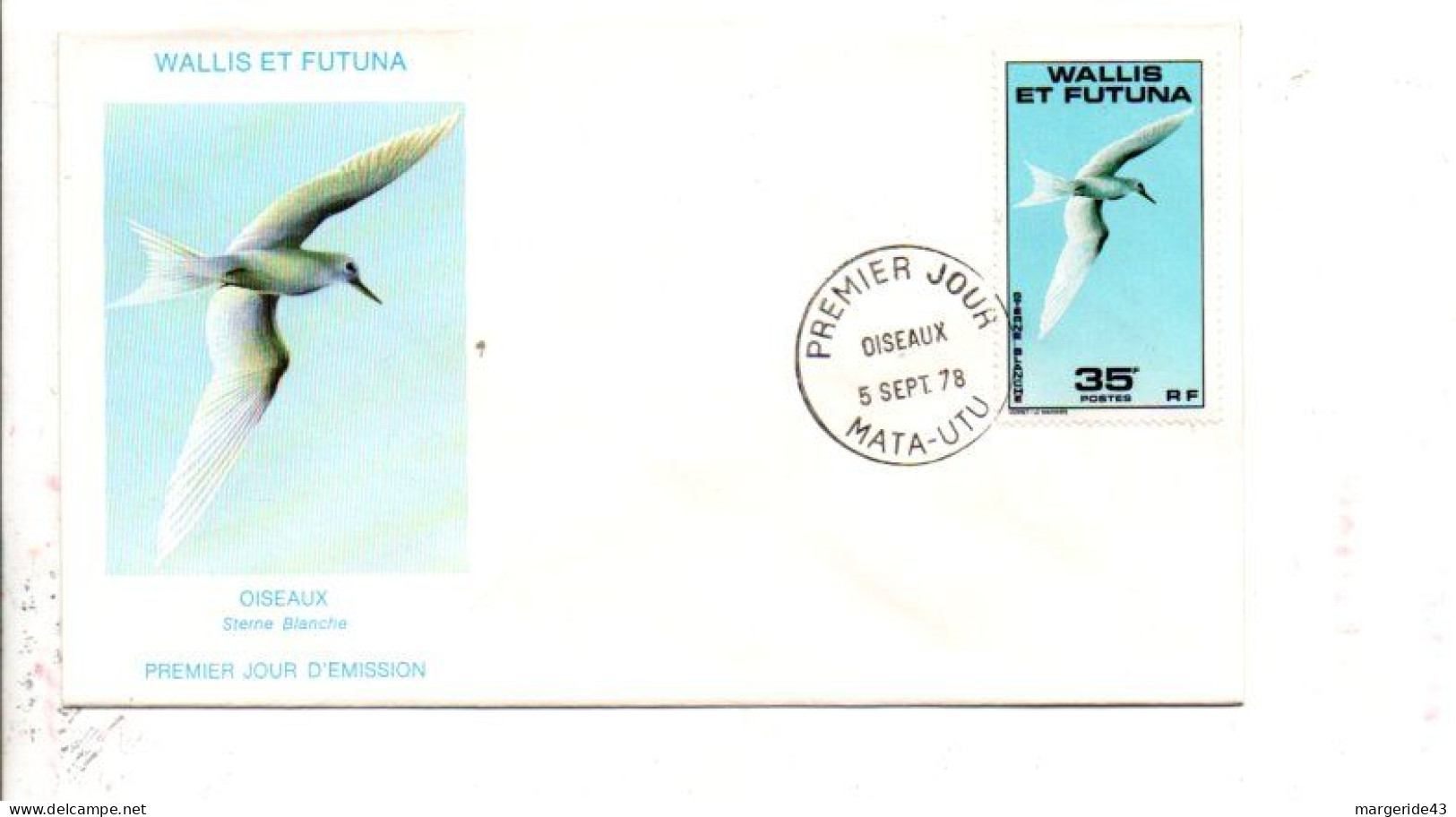 WALLIS ET FUTUNA FDC 1978 OISEAU STERNE BLANCHE - FDC