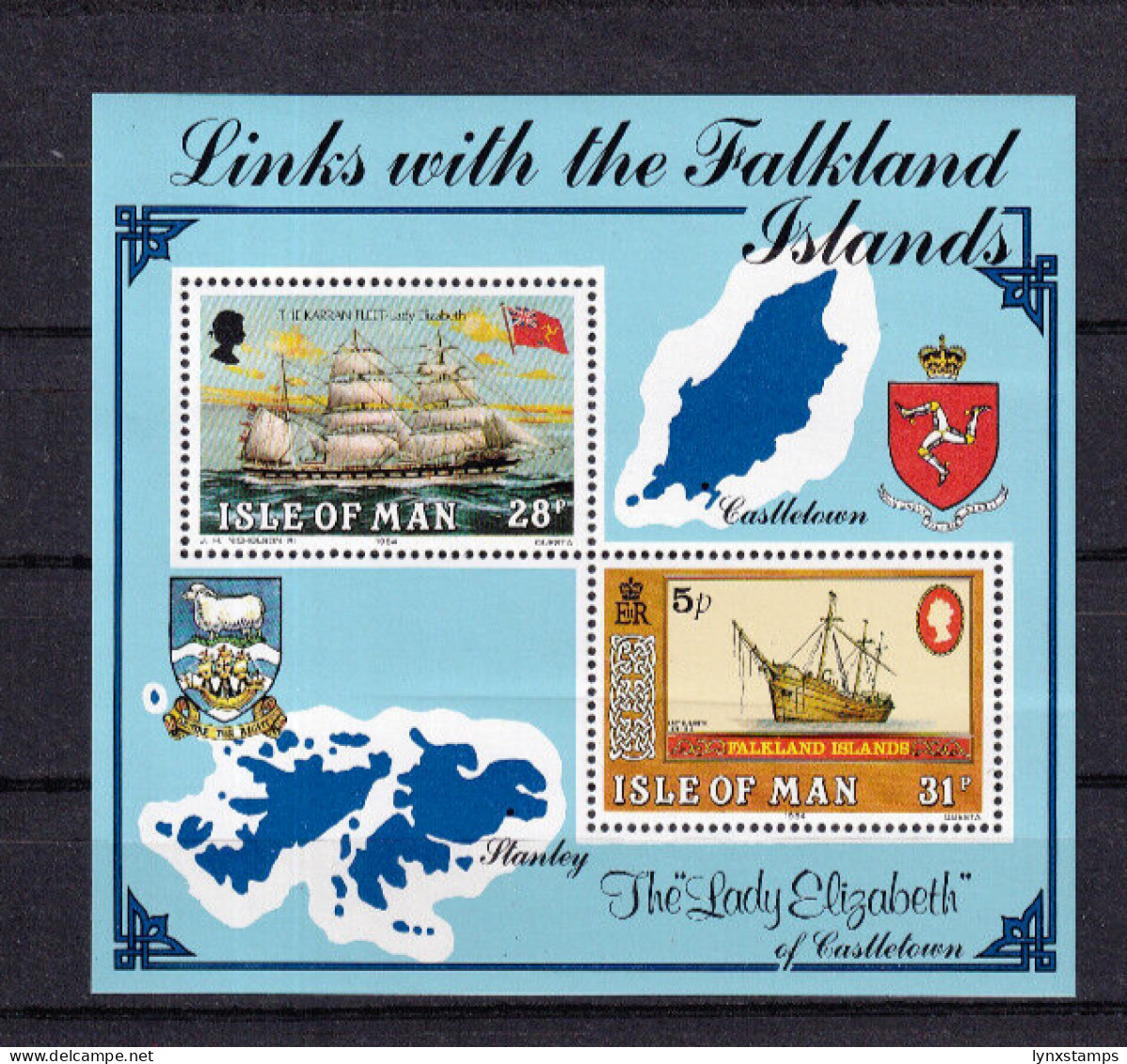 LI05 Isle Of Man 1984 Links With The Falkland Islands Mini Sheet - Lokale Uitgaven