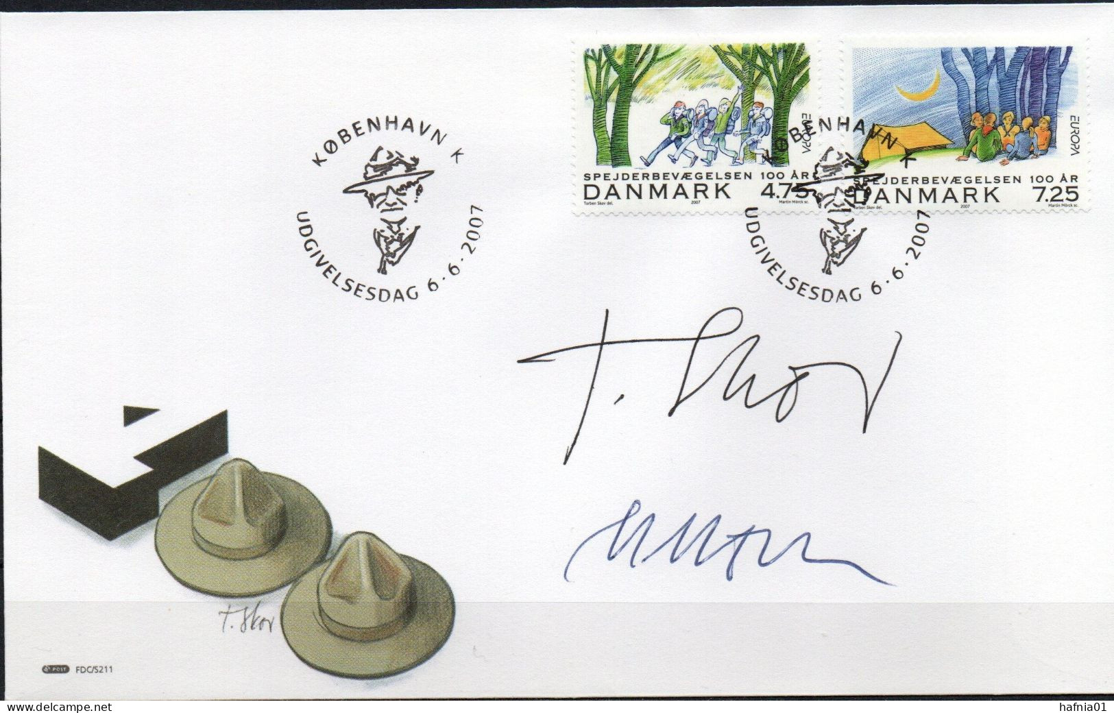 Martin Mörck. Denmark 2007. CEPT. Scouting.  Michel 1470 - 1471  FDC. Signed. - FDC