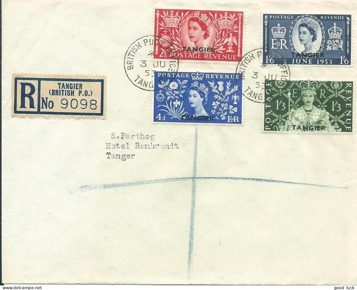 TANGER LETTRE 9,40 D RECOMMANDEE DE 1953 LETTRE COVER - Morocco Agencies / Tangier (...-1958)