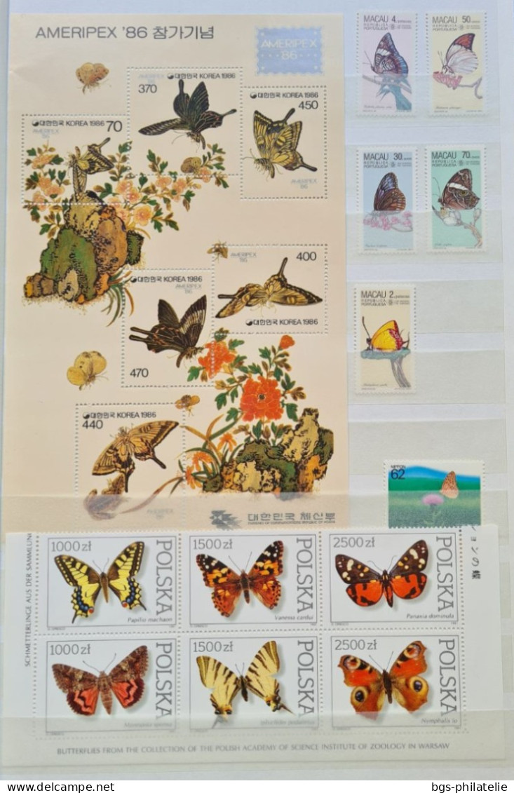 Collection De Timbres Sur Le Thème Des Papillons. - Collections (without Album)