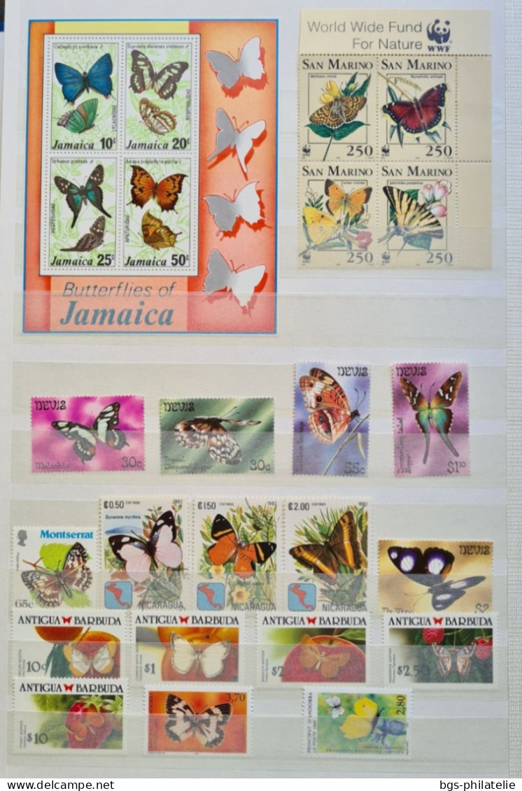 Collection De Timbres Sur Le Thème Des Papillons. - Collections (without Album)