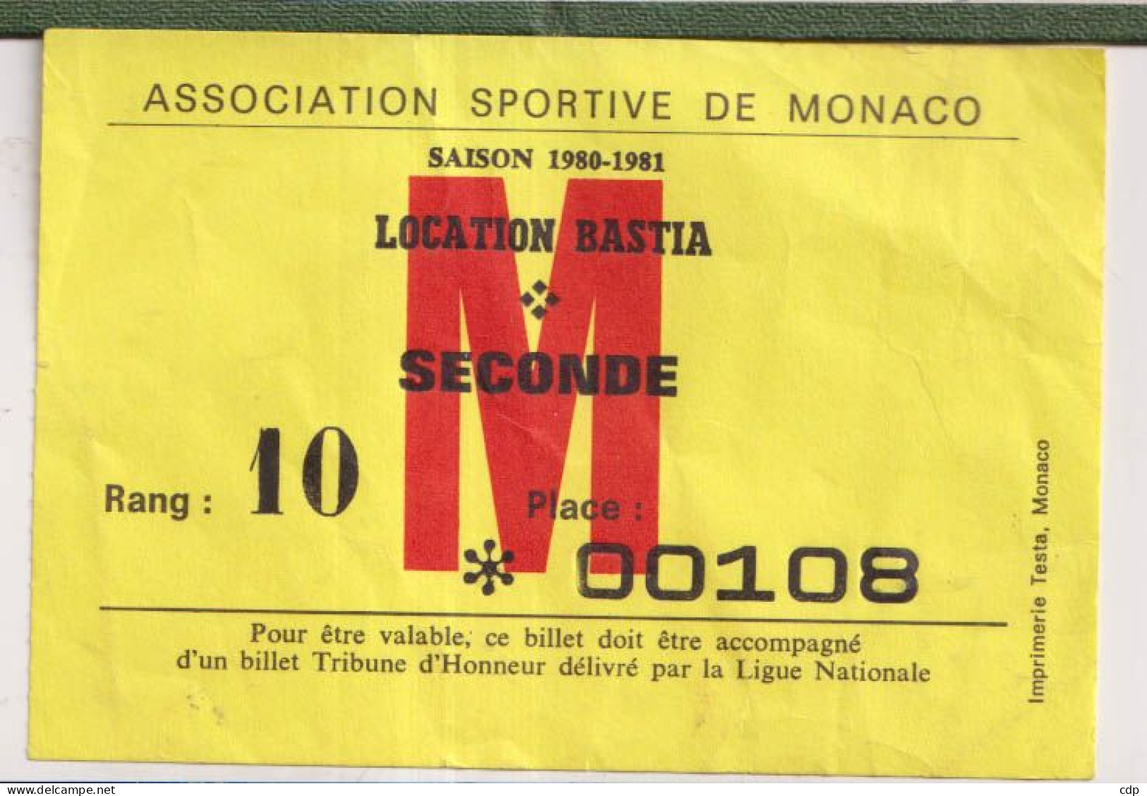 Ticket US MONACO  1980 - Tickets D'entrée