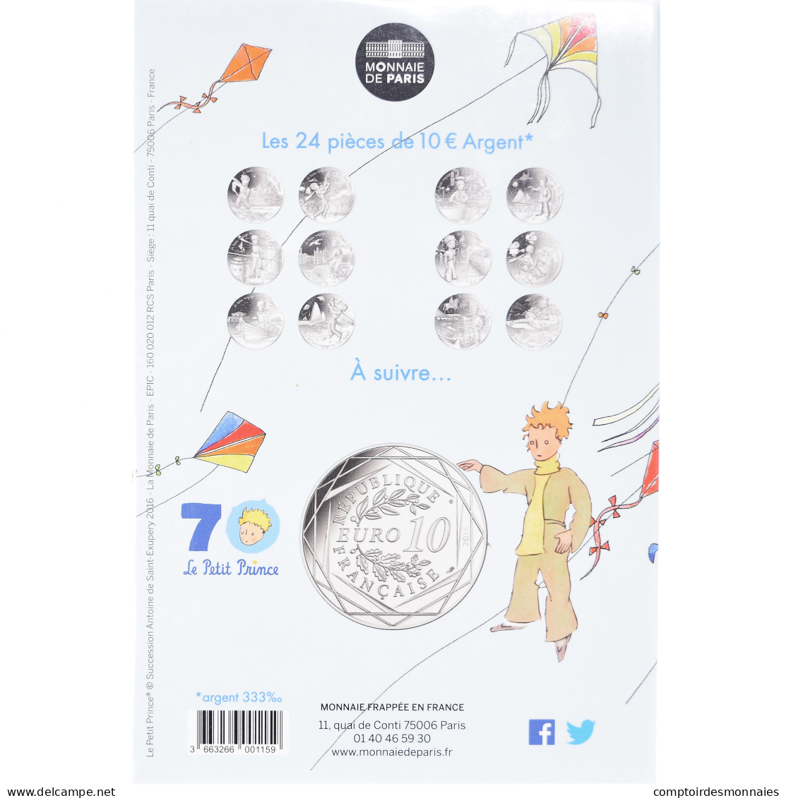 France, Monnaie De Paris, 10 Euro, Le Petit Prince (Plages Du Nord), 2016 - France