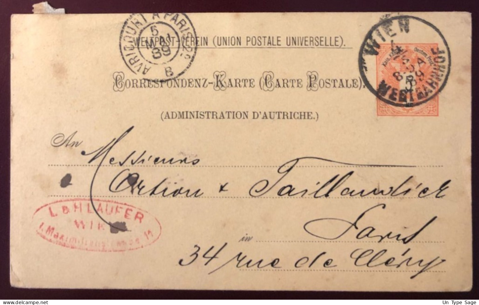 France, Entrée - TAD AVRICOURT à PARIS 2° B 5.5.1889 Sur Entier De WIEN - (N352) - Entry Postmarks