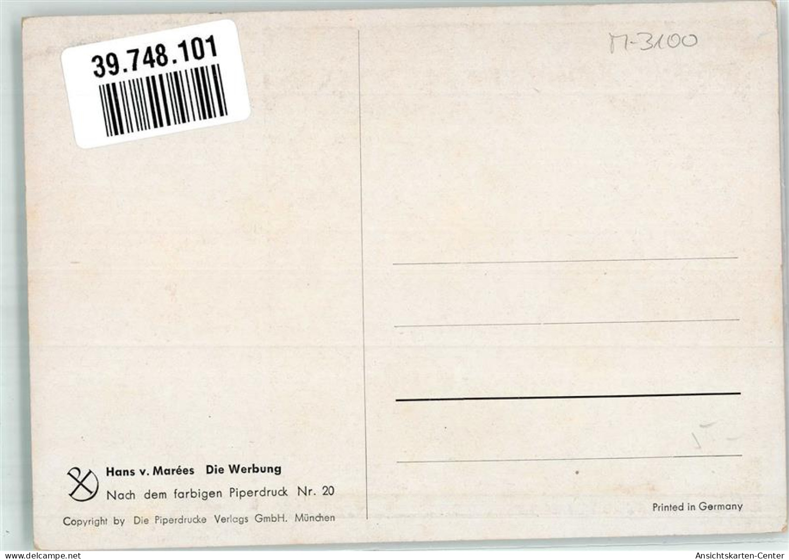 39748101 - Sign. Marees Hans V. Die Werbung Piperdruck Verlag Nr. 20 - Lapinot