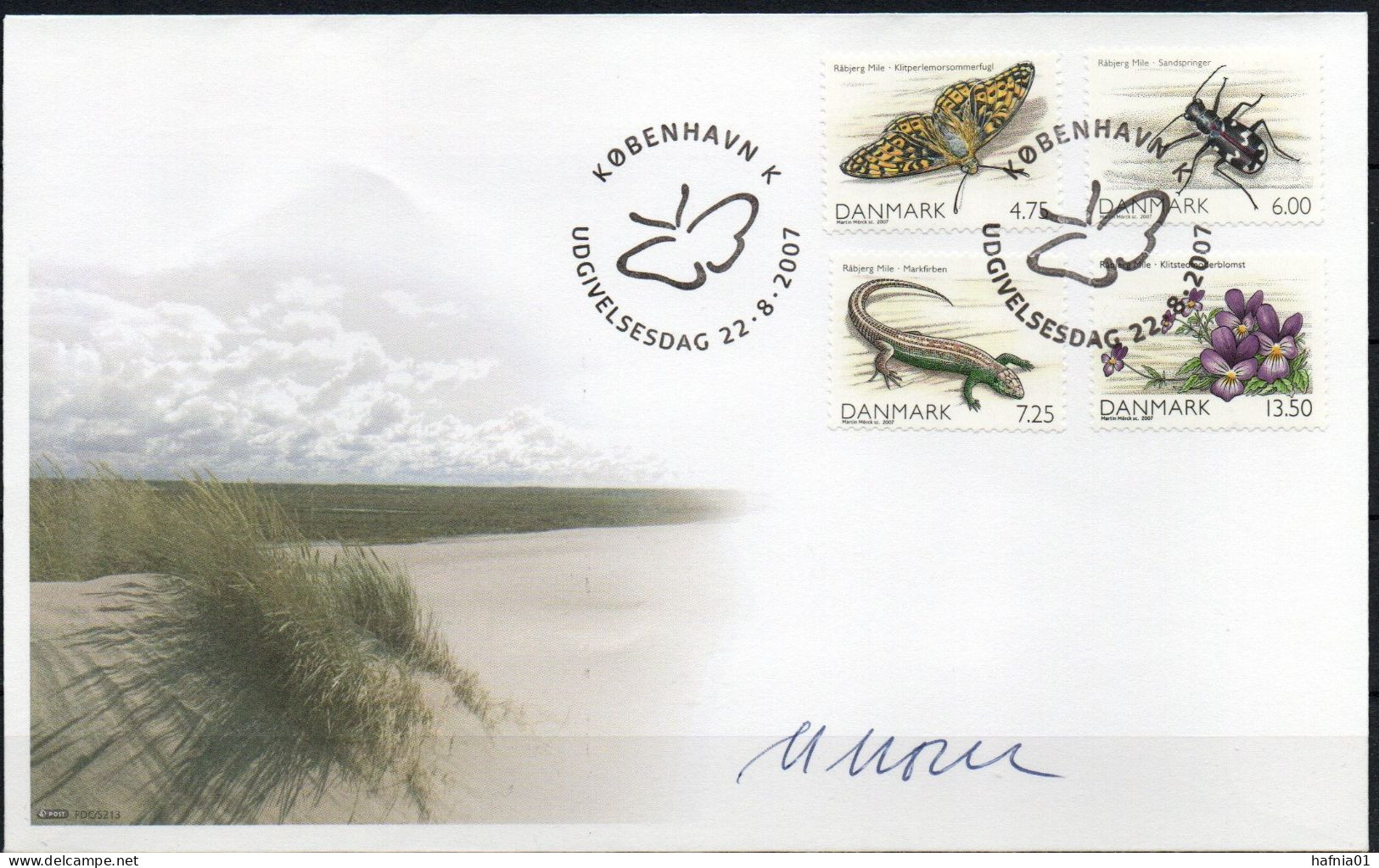 Martin Mörck. Denmark 2007. Denmark's Nature. Michel 1472 - 1475 FDC. Signed. - FDC