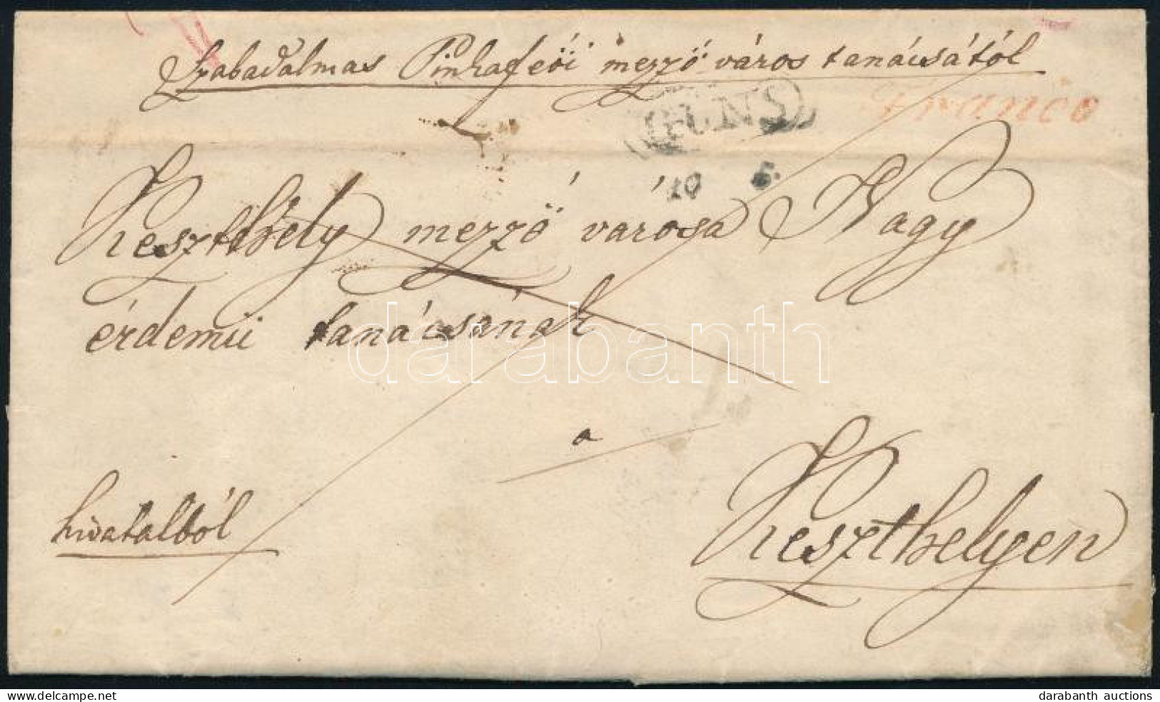 1845 Franco Levél / Cover "GÜNS" + Piros / Red "Franco" - Keszthely - Other & Unclassified