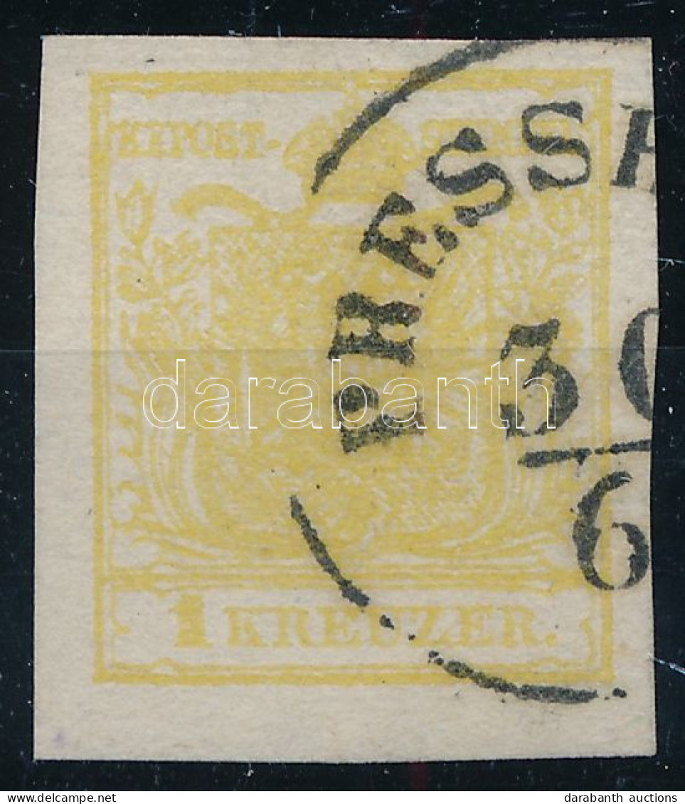 O 1850 1kr MP III Típus, Citromsárga / Type MP III, Yellow "PRESSB(URG)" Certificate: Matl. Signed: Paul Ferchenbauer - Other & Unclassified