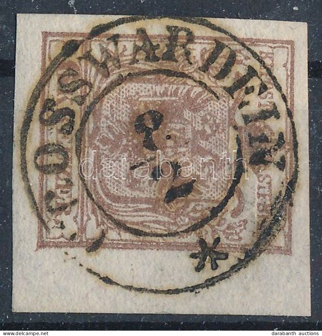 O 1850 6kr HP III. Világos Barna ívszéli Nyomat, 5 Mm ívszéllel / Type HP III. Light Brown Margin Piece, With 5 Mm Margi - Altri & Non Classificati