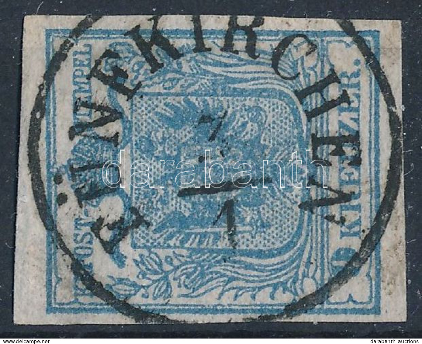 O 1850 9kr HP IIc. Világoskék, Selyempapír 0,07 Mm / Type HP IIc. Light Blue, 0,07 Mm Paper. "FÜNFKIRCHEN" Certificate:  - Andere & Zonder Classificatie