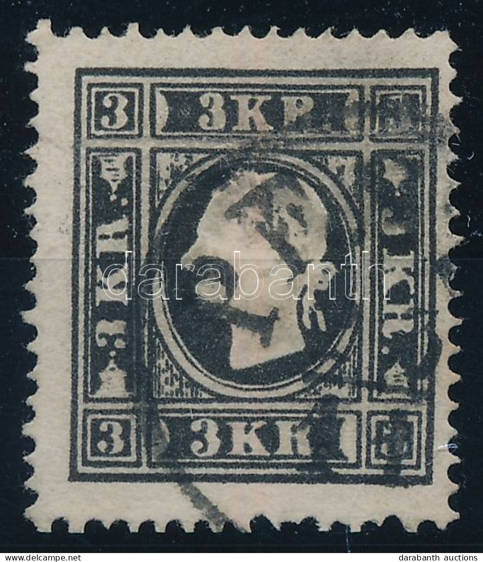 O 1858 3kr II. Fekete / Black, "PEST(H)" - Other & Unclassified