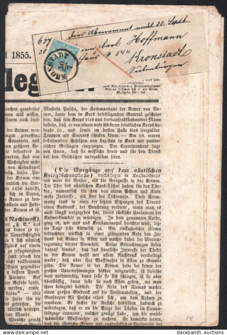 1855 Teljes újság II. Típusú Kék Hírlapbélyeggel (0,6kr) / Bule Newspaper Stamp On Complete Newspaper "KRONSTADT" (Braso - Andere & Zonder Classificatie