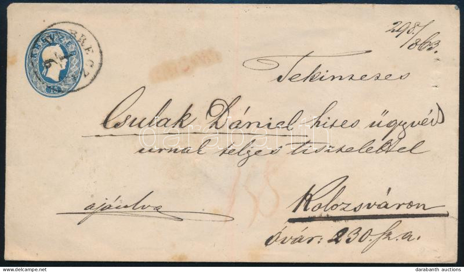 1863 15kr Díjjegyes Boríték + Hátoldalon ép 10kr Ajánlott Levélen / Registered 15kr PS-cover With 10kr "DEBRECZIN" + Pir - Andere & Zonder Classificatie