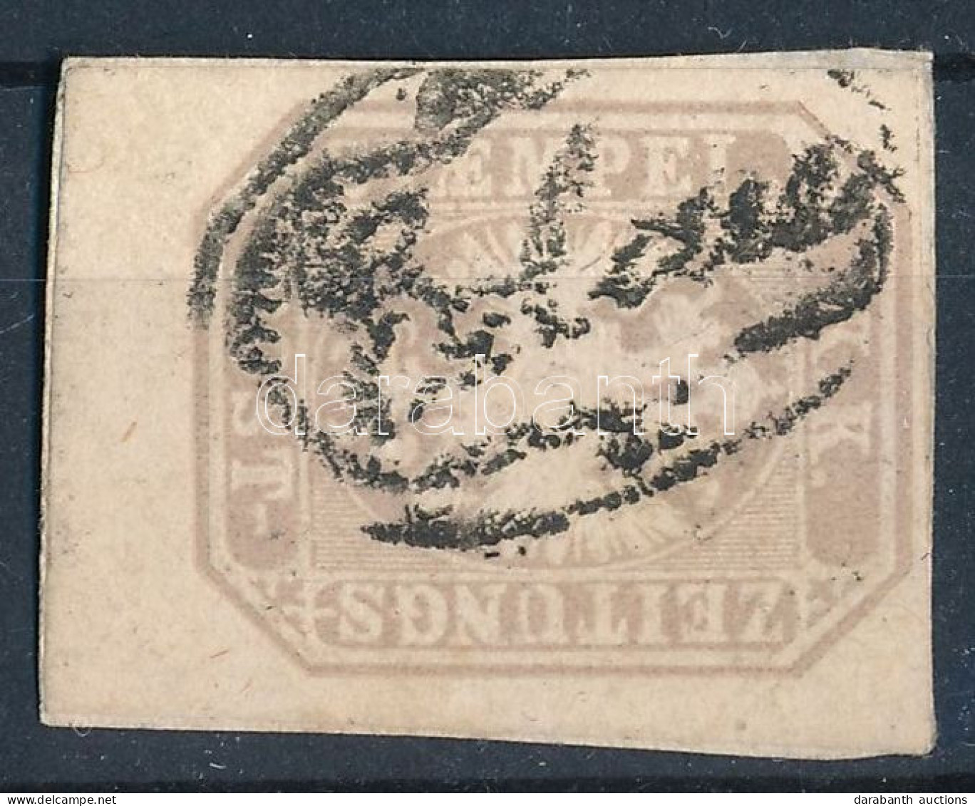 1863 Hírlapbélyeg Szürkésbarna, ívszéli Darab / Newspaper Stamp Greyish Brown, Margin Piece. Signed: Matl. Certificate:  - Sonstige & Ohne Zuordnung