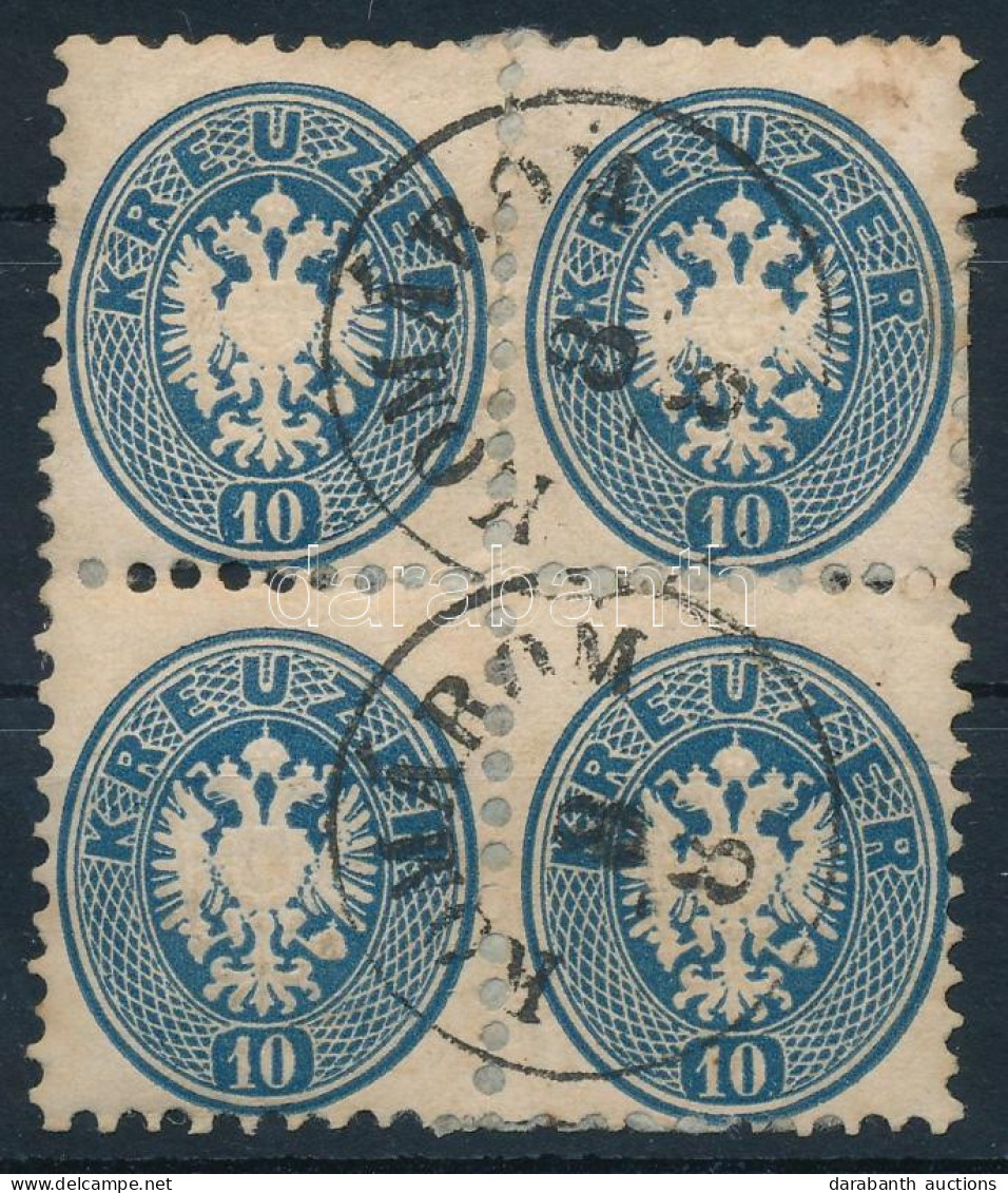 O 1864 10kr Négyestömb / Block Of 4 "KOMÁROM" Certificate: Ferchenbauer - Autres & Non Classés