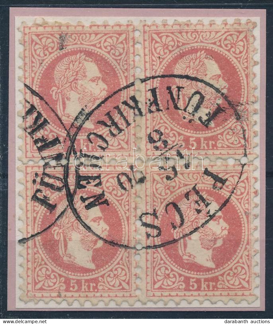 O 1867 5kr Négyestömb / Block Of 4 "PÉCS / FÜNFKIRCHEN" (ex Ryan) - Sonstige & Ohne Zuordnung