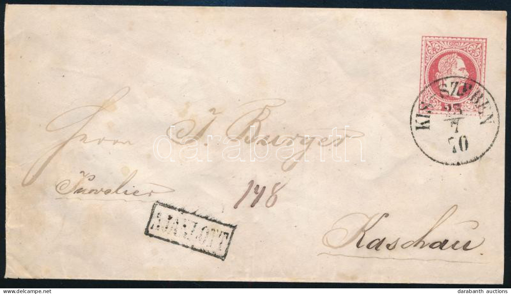 1870 5kr Díjjegyes Boríték Ajánlott Küldeményként 10kr Díjkiegészítéssel / Registered 5kr PS-cover With 10kr Additional  - Autres & Non Classés