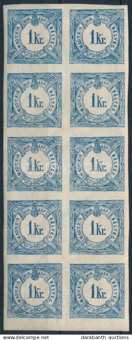 **, * 1898 Hírlapilleték Bélyeg 1kr 10-es Tömb (1 Bélyeg Falcos) / Newspaper Duty Stamp 1kr Block Of 10 (1 Stamp Is Hing - Autres & Non Classés