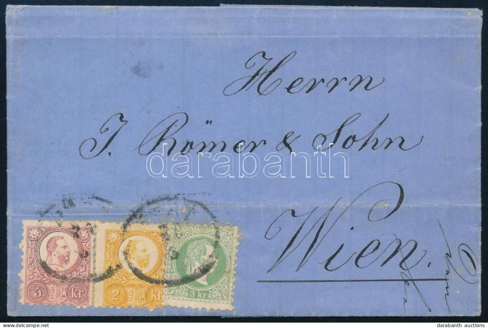 1872 1867-es 3kr és Réznyomat 2kr és 5kr Vegyes Bérmentesítésű 2. Súlyfokozatú Levélen. A 3kr érvényességi Időn Túl Felh - Other & Unclassified