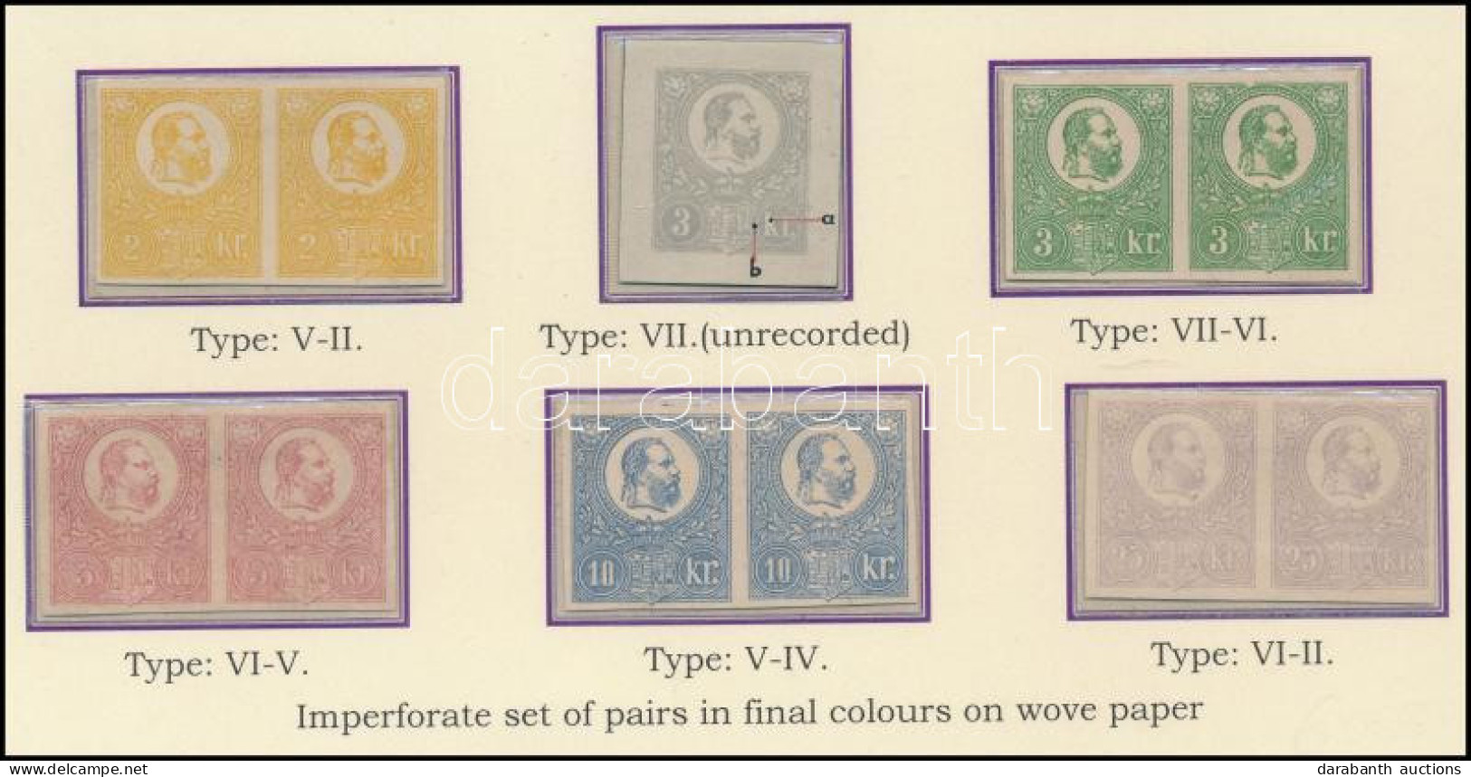 (*) 1871 Kőnyomat Vágott Próbanyomat Párok + A 3kr Szürke Másolata (VII. Típusban) Enyvezetlen Papíron, Mindegyik Bélyeg - Andere & Zonder Classificatie