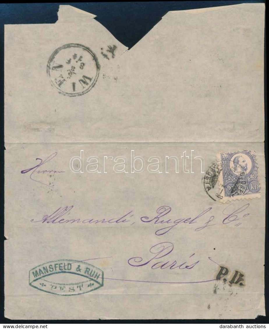 1874 Réznyomat 25kr Párizsba Küldött Hiányos Levélen / Mi 14 On Cover To Paris "BUDAPEST FŐPOSTA" - Other & Unclassified