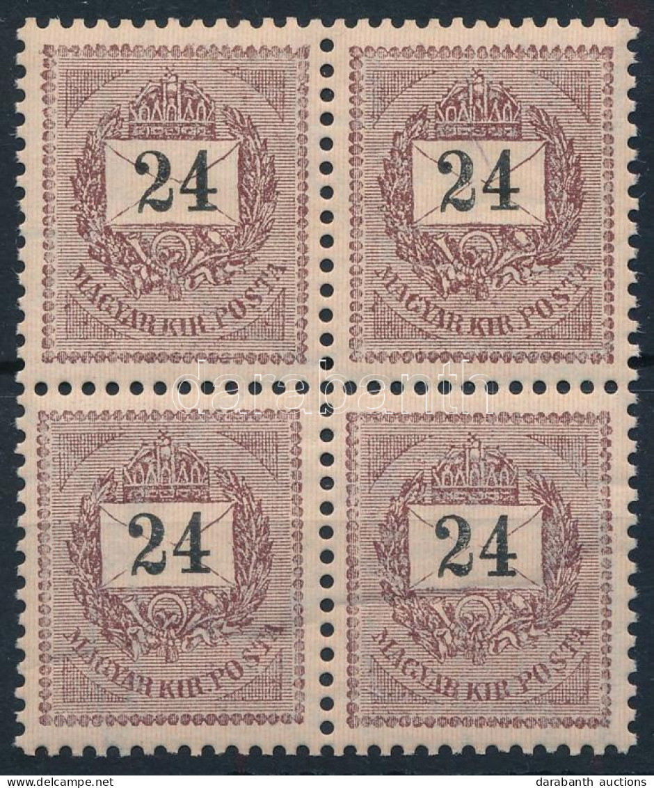 ** 1898 24kr Négyestömb Lemezösszefüggés, R! (papírránc) / Mi 50 X Block Of 4 (paper Crease) - Sonstige & Ohne Zuordnung