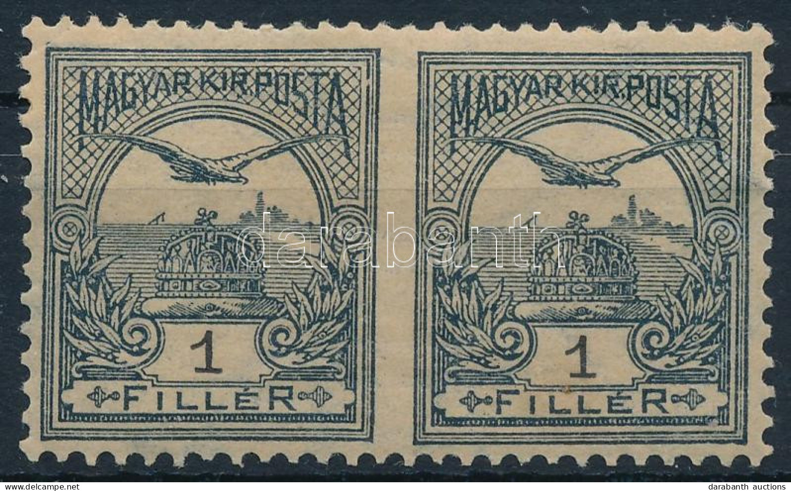 * 1900 Turul 1f Középen Fogazatlan Pár (rozsda) / Mi 54 Pair, Imperforate In The Middle (stain) - Andere & Zonder Classificatie