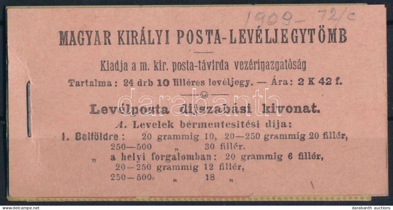 ** 1901 Turul Bélyegfüzet BF 1, Nagyon Szép állapotban! (300.000) / 1901 Stamp Booklet BF 1, RR! - Altri & Non Classificati