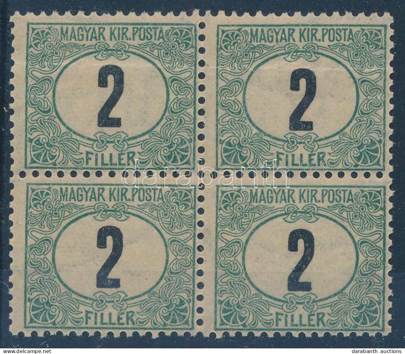 ** 1903 Zöldportó 2f A Négyestömb, Számvízjellel!!! (ca 40.000) / Mi P 2 A Block Of 4, Number In The Watermark - Sonstige & Ohne Zuordnung