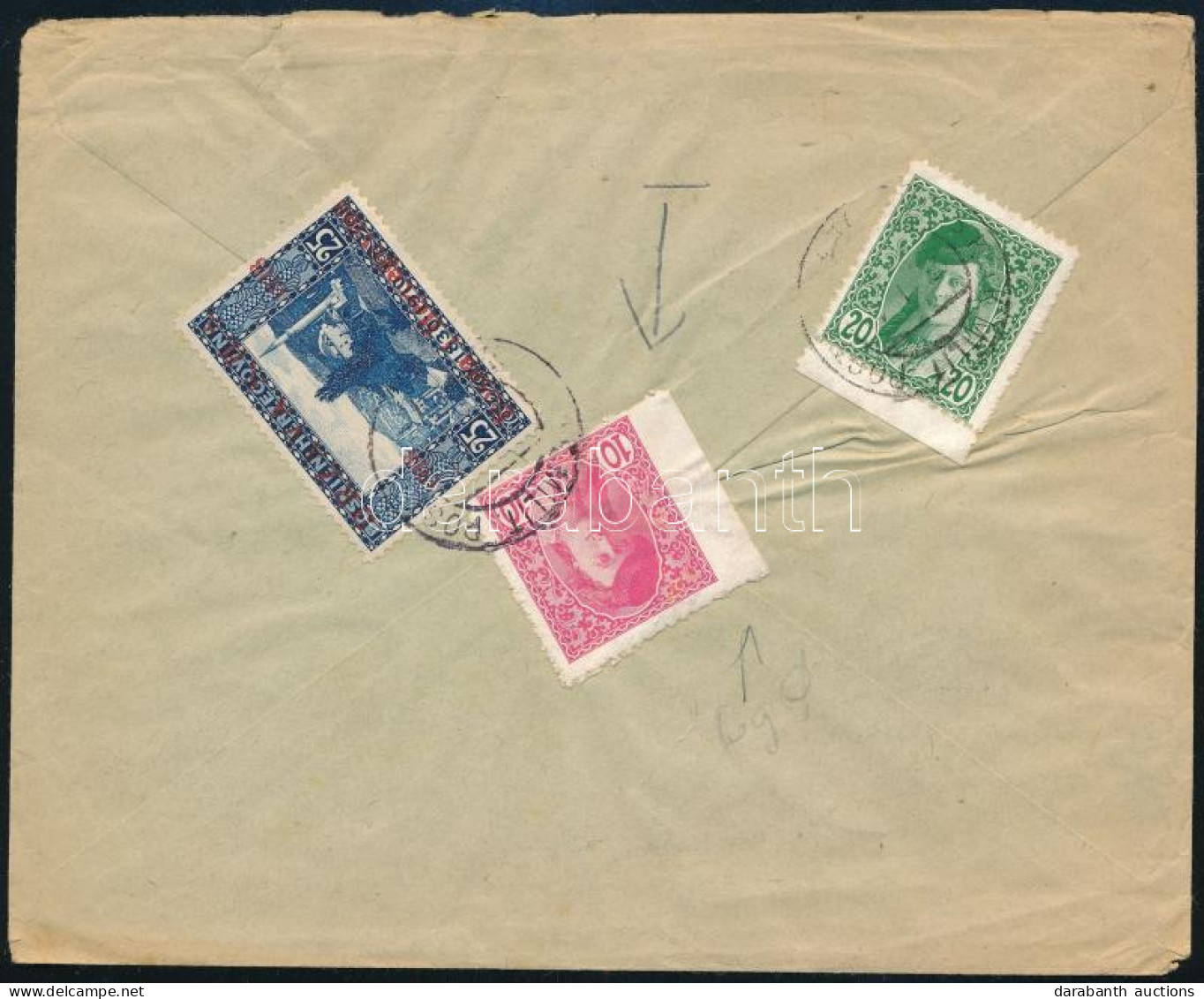 1918 Ajánlott Levél 3 Bélyeggel, Az Egyik Bal Oldalon Vágott, Szarajevóból Bécsbe / Registered Cover With 3 Stamps To Vi - Autres & Non Classés