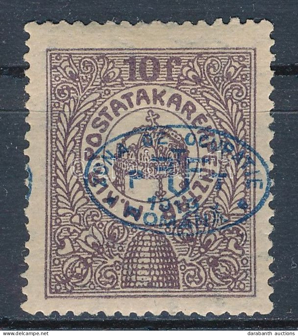 * Debrecen I. 1919 Postatakarék Kék Felülnyomással / Mi 6b With Black Overprint. Signed: Bodor - Otros & Sin Clasificación