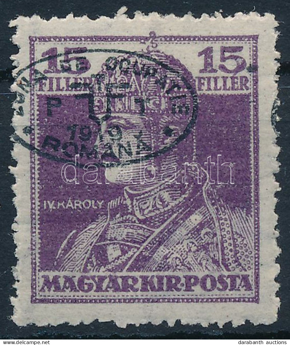 ** Debrecen I. 1919 Károly 15f Fekete Eltolódott Felülnyomással / Mi 38b With Shifted Overprint. Signed: Bodor - Andere & Zonder Classificatie