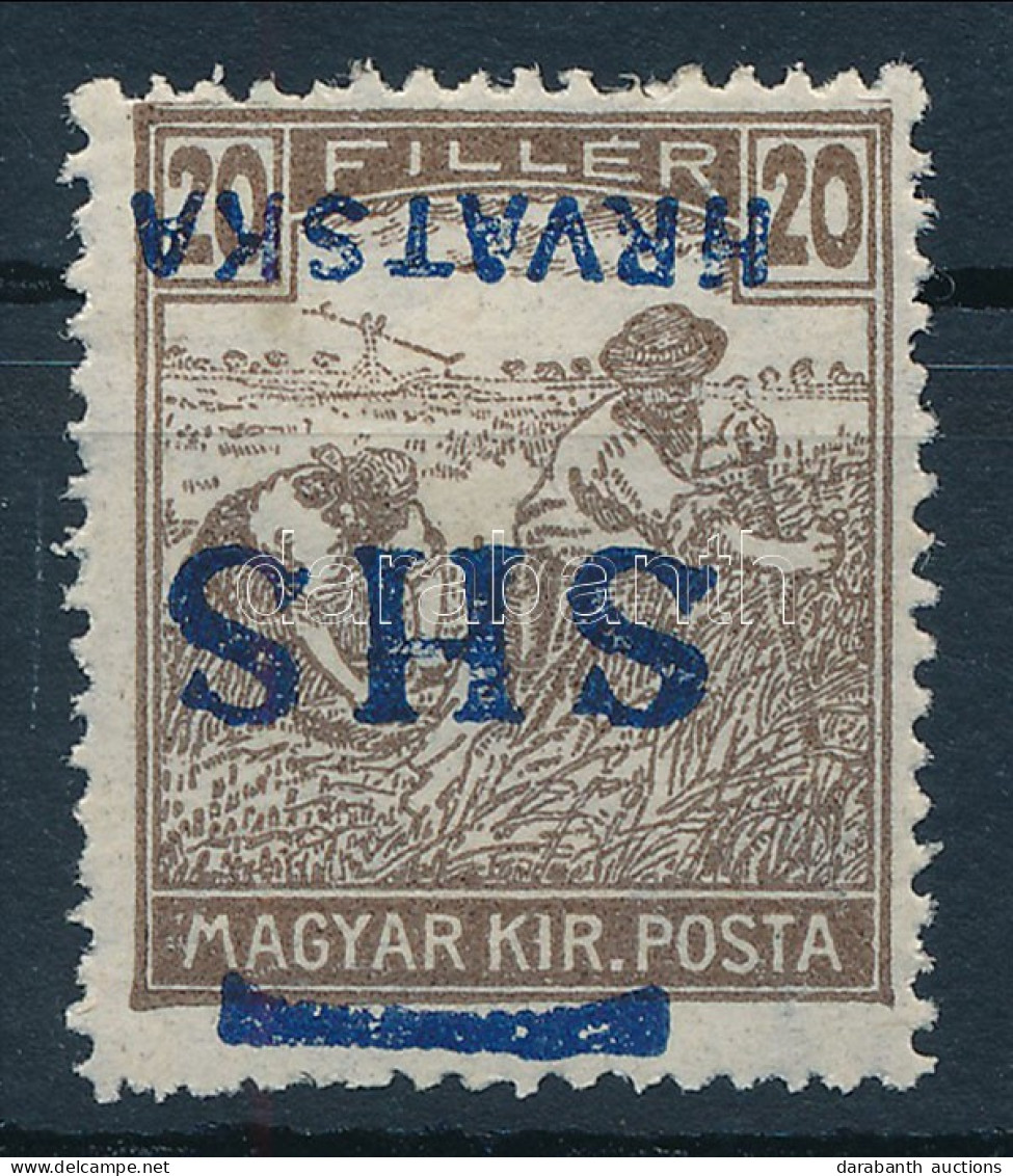 * SHS 1918 Arató 20f Fordított Felülnyomással / Inverted Overprint. Signed: Bodor - Autres & Non Classés