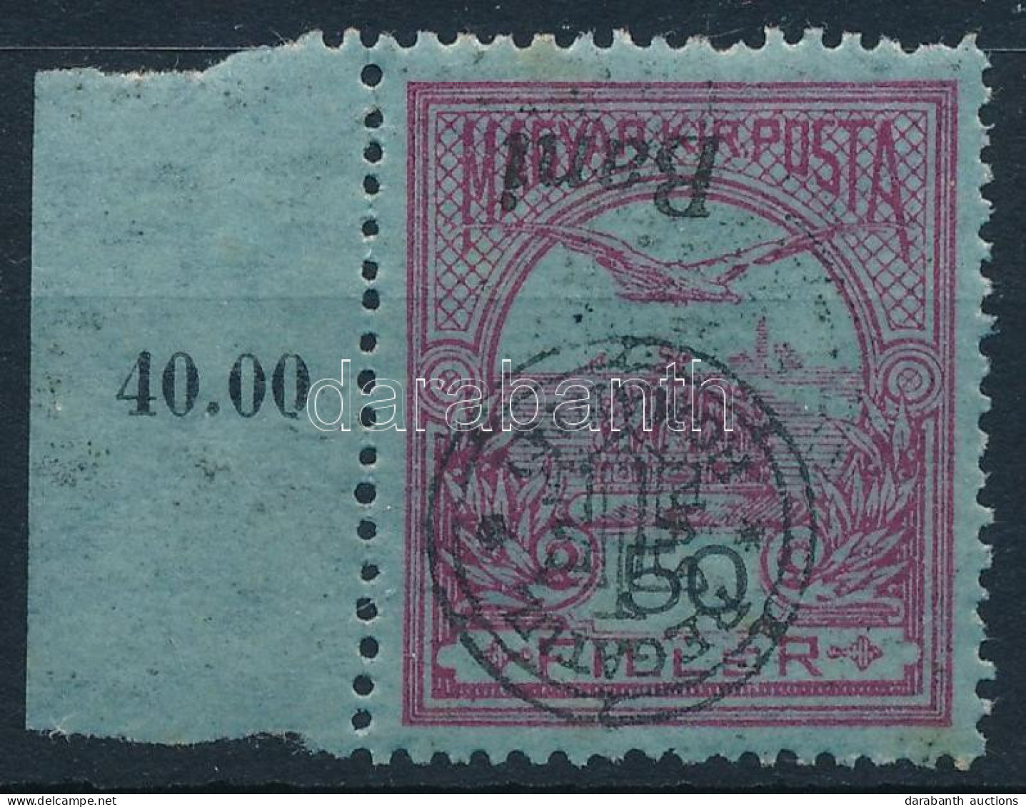 ** Nagyvárad 1919 Turul 50f Fordított Felülnyomással (rozsda) / Mi 17 II. With Inverted Overprint. Signed: Bodor (stain) - Autres & Non Classés