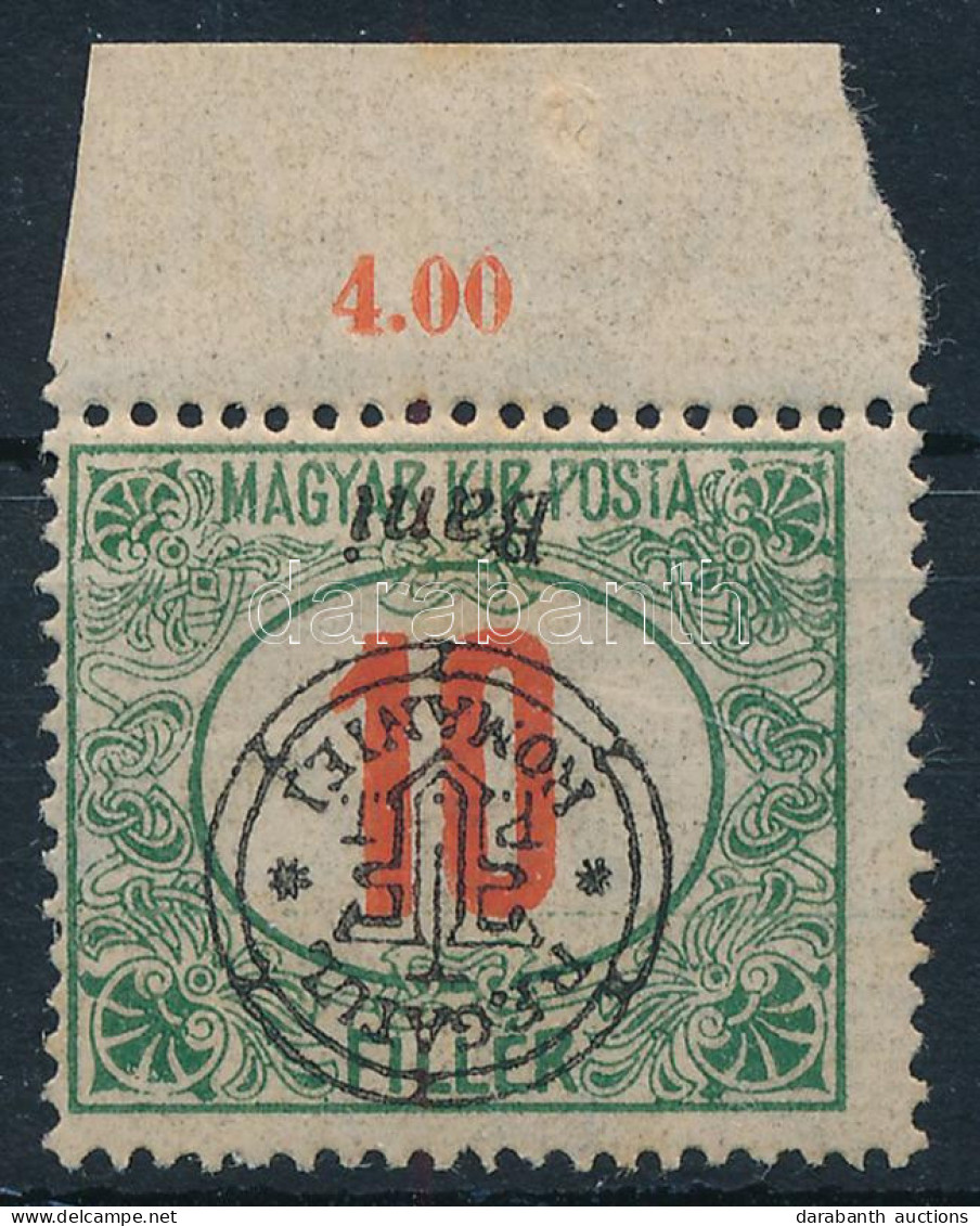 ** Nagyvárad 1919 Portó 10f Fordított Felülnyomással / Mi P6 II. With Inverted Overprint. Signed: Bodor - Other & Unclassified