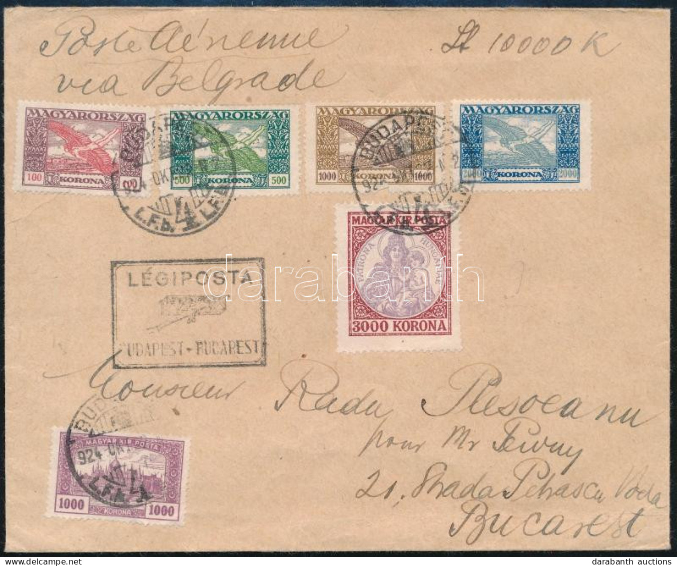 1924 Légi Levél Bukarestbe / Airmail Cover To Bucarest - Other & Unclassified