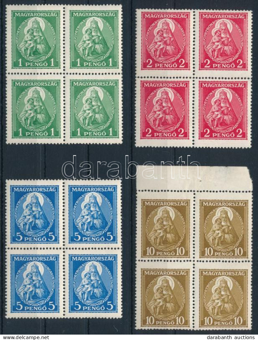 ** 1932 Nagy Madonna Sor Négyestömbökben (360.000) (ráncok, Hajtásnyomok) / Mi 484-487 Blocks Of 4 (creases, Folds) - Altri & Non Classificati